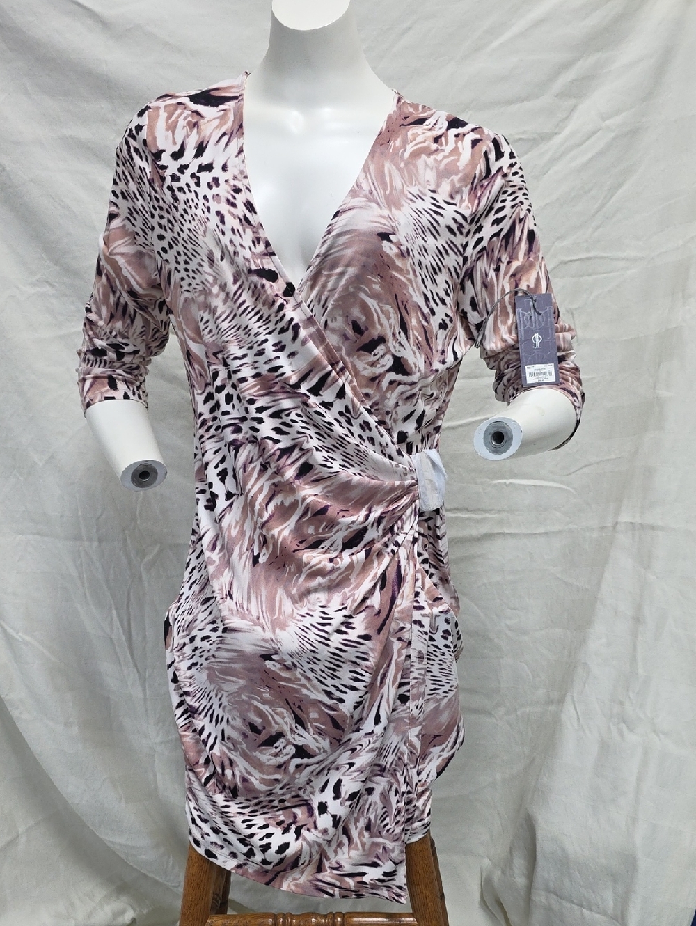 Jennifer Lopez Blush and Cream Animal Print Dress